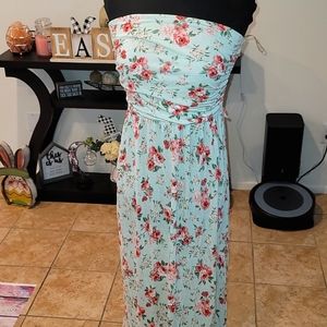 Long light mint flower dress